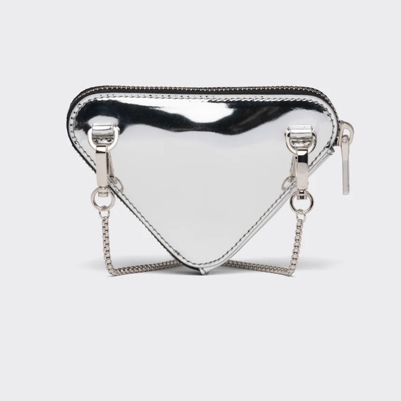 Prada Metallic Leather Mini Bag In Silver - Picture 3 of 12